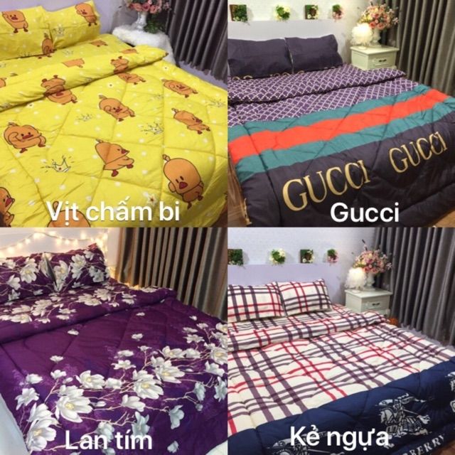 (Bộ 5 món) Cotton poly chăn phao. Inbox cho shop để chọn mẫu nhé