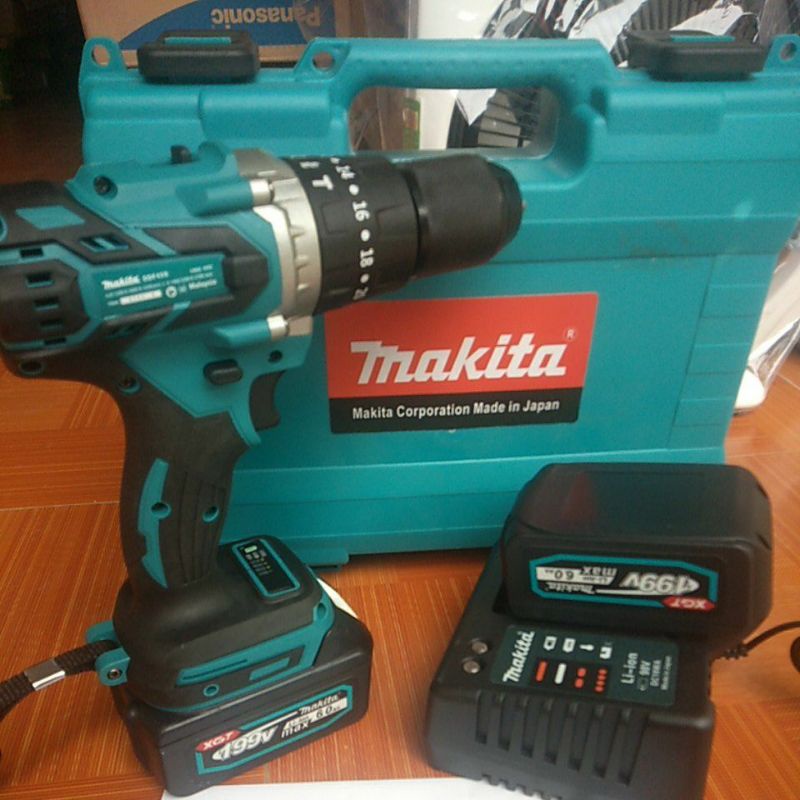 Máy khoan pin Makita 199v động cơ 775 không chổi than pin 10cell 6Ah có chế độ búa để khoan tường