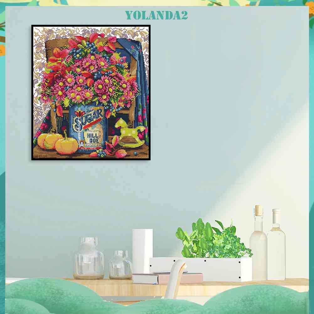 Bộ Tranh Thêu Chữ Thập 14CT 2 Sợi Hình Hoa Cúc