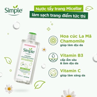 (CHÍNH HÃNG) Nước tẩy trang Simple 200ml