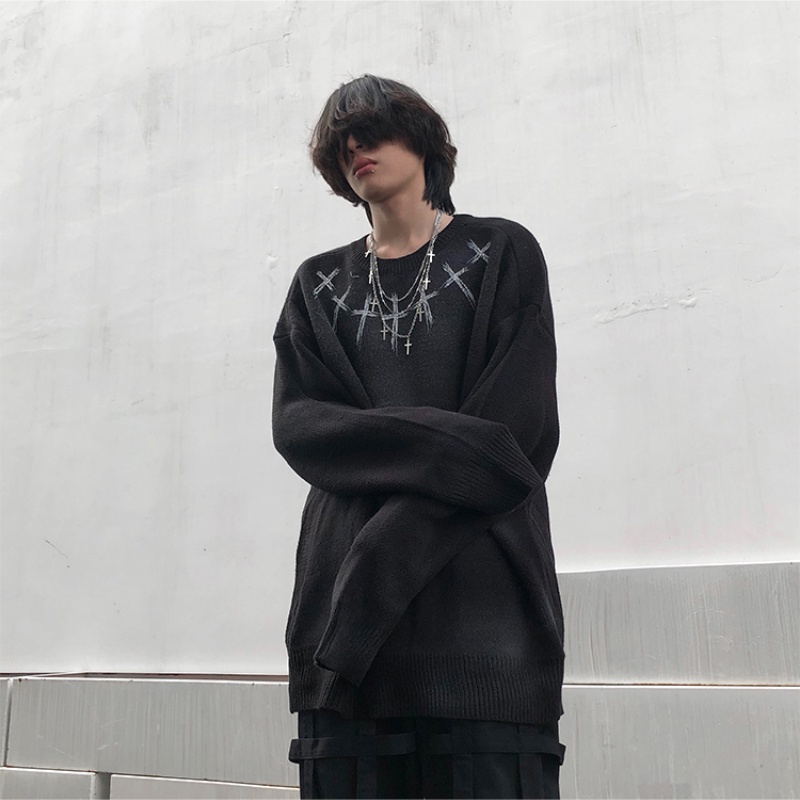 Áo sweater tay dài cổ tròn dáng rộng trẻ trung ấm áp thời trang mùa đông
