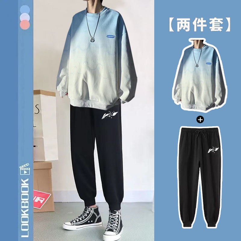 Set đồ thể thao dài tay phối màu gradient phong cách năng động cho nam