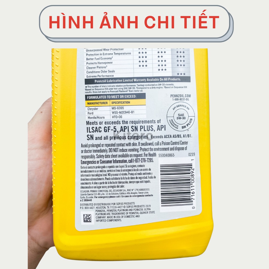 Nhớt Pennzoil Ultra Platinum 5W30