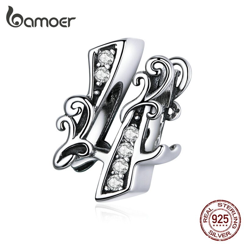 BAMOER Vòng Tay Xâu Hạt Hình Số 0-9 Bằng Kim Loại 925 SCC1418