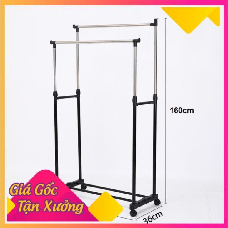 Giàn phơi quần áo inox 2 tầng, Khung phơi quần áo inox, Giá phơi đồ gia đình, Cây phơi đồ 2 tầng chắc chắn