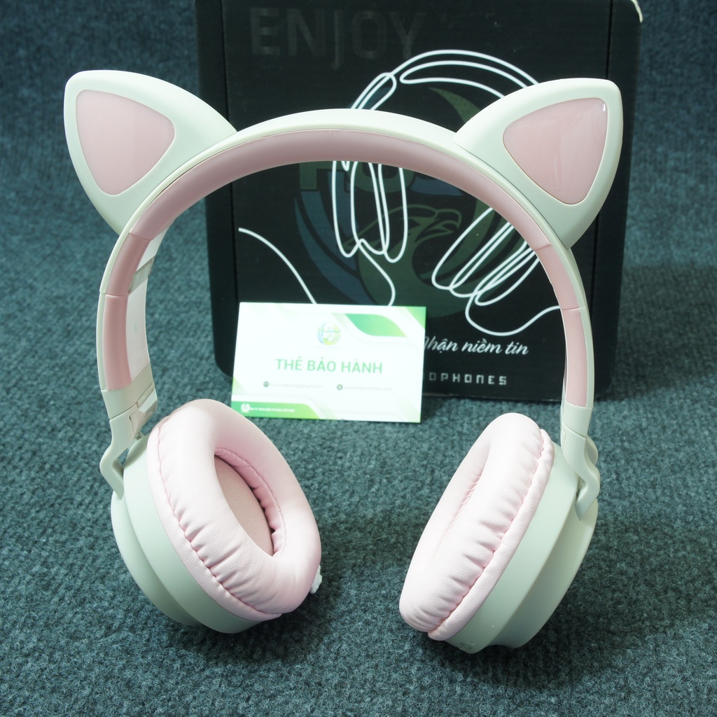 Tai Nghe Bluetooth Huqu BT028C - Hinh Con Mèo Phát Sáng Đẹp Mắt, Công Nghệ Không Dây 5.0