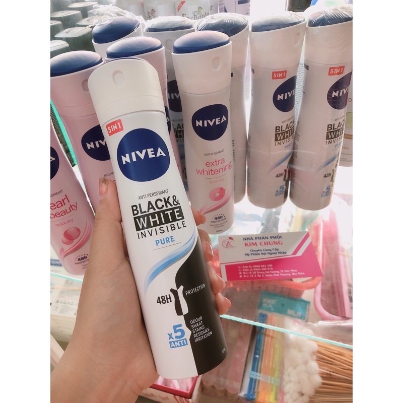 Xịt khử mùi ngăn mùi Nivea Ngtrai Pearl &amp; Beauty 150ml