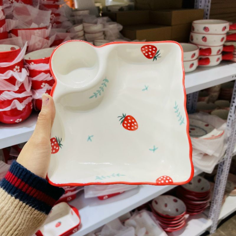 🍓Bộ bát đĩa dâu đỏ tách lẻ món🍓