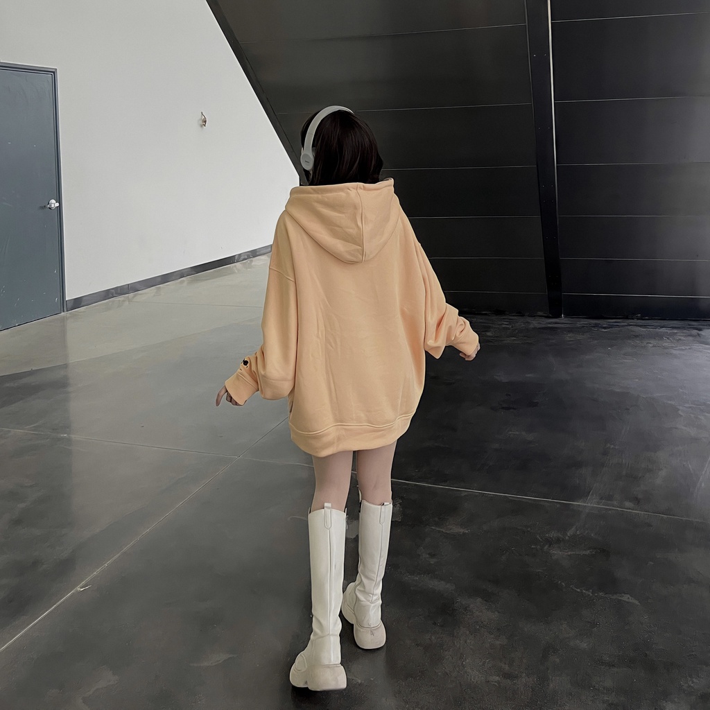 LOCAL BRAND REE - ÁO HOODIE BASIC THÊU DA MÀU CAM