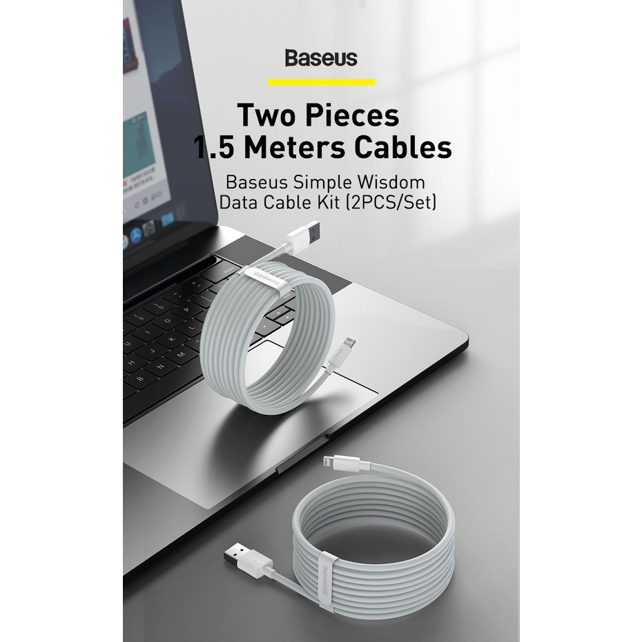 2 Dây Cáp Sạc USB Hiệu Baseus Cho iPhone 7 6 8 plus X XR 11 12 mini pro 1.5M
