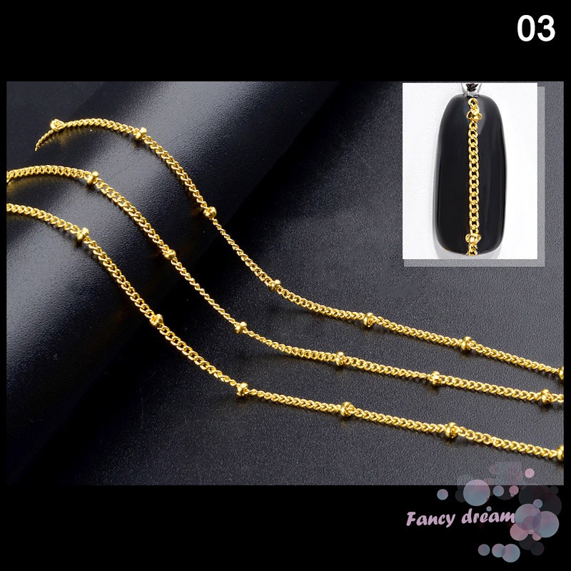 Chuỗi bạc 50cm trang trí móng cao cấp sang trọng