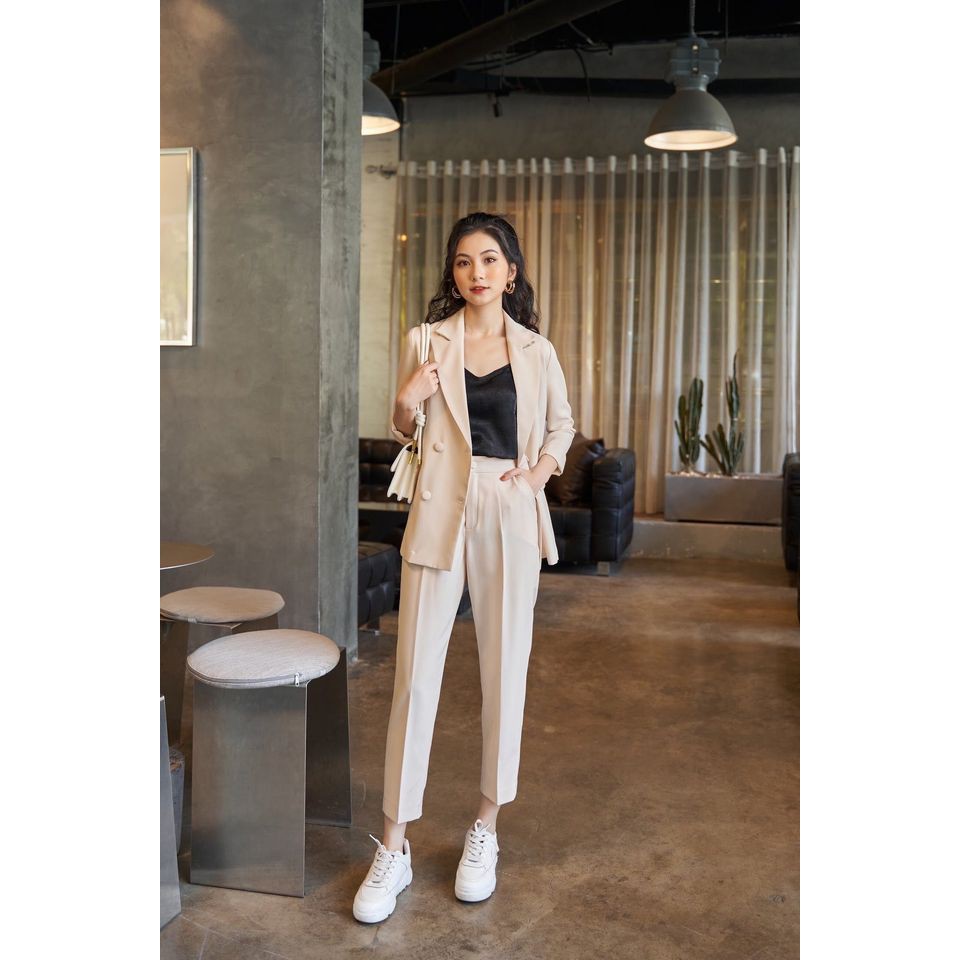 Set Blazer Be 4 Cúc Dáng Ngắn + Quần Baggy by Lilie | BigBuy360 - bigbuy360.vn