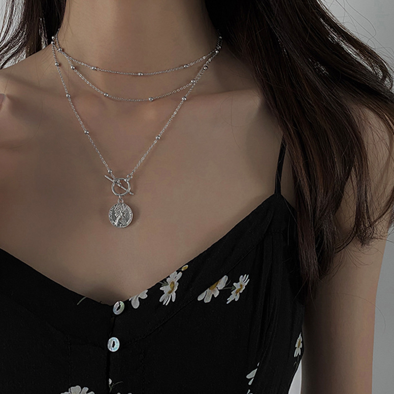 Dây chuyền nữ mặt đồng xu nhiều lớp