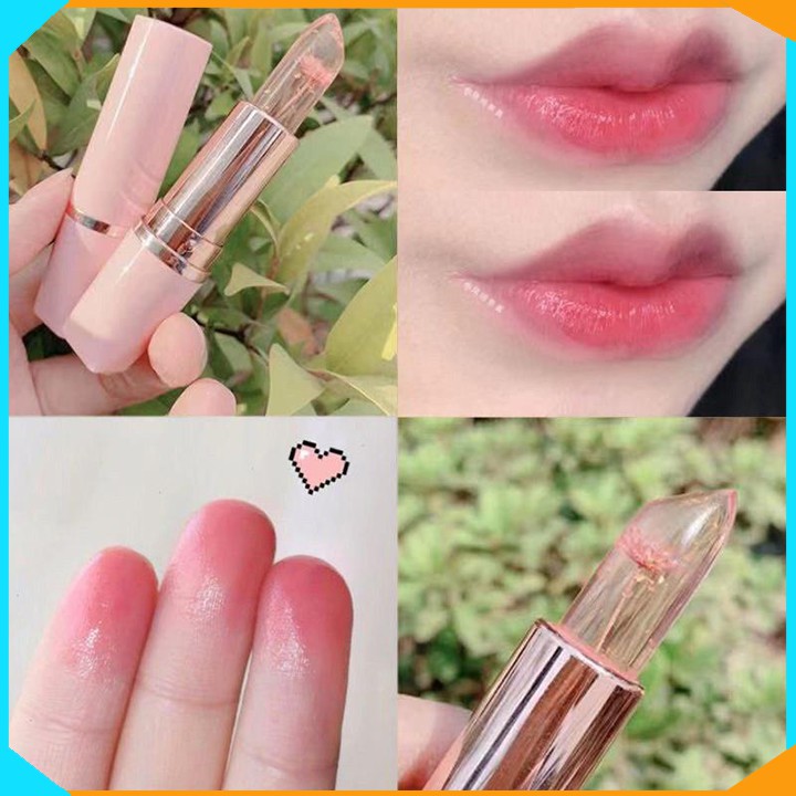 Son thạch ướp hoa khô Minfei Vỏ Hồng-dưỡng môi- Thay đổi theo nhiệt độ
