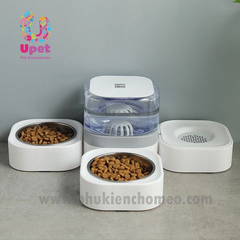 Bát ăn 3 ngăn kèm bình lọc nước dành cho chó mèo