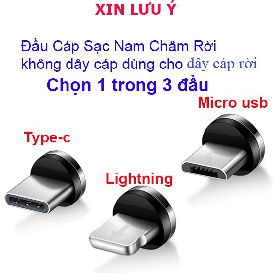 1 đầu sạc nam châm - iphone, micro USB, Type C