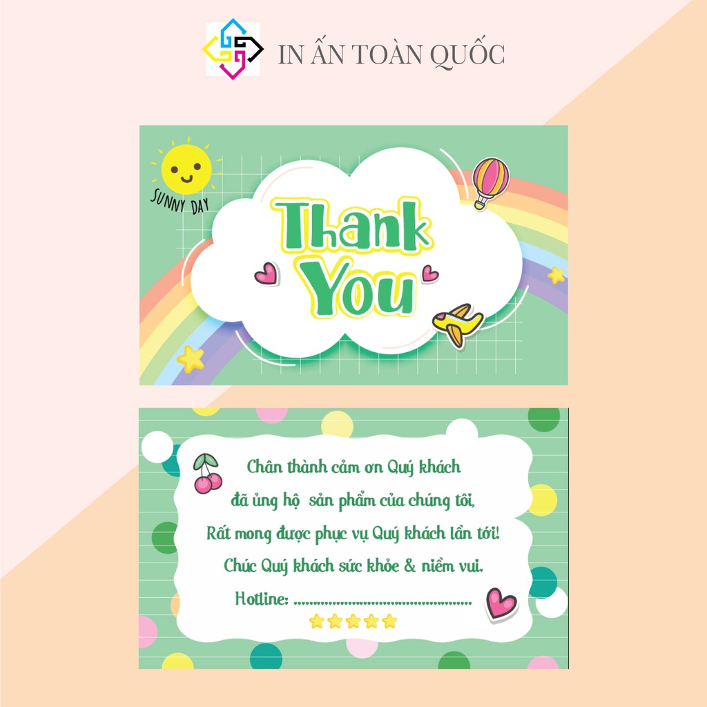 Bộ 100 card cám ơn, card Thank you sáng tạo độc đáo hợp trend, siêu cute  dành riêng cho shop bán hàng