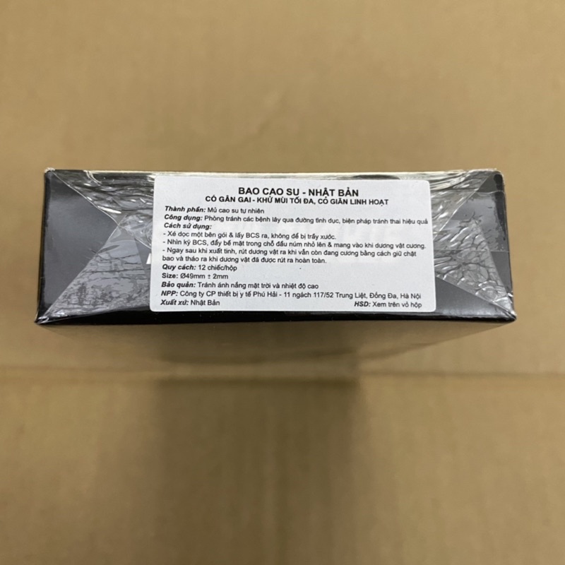 [ Che tên SP] Bao cao su nhật STRONG MEN 'S Gân gai siêu mỏng ( Báo đen ) Hộp 12 cái