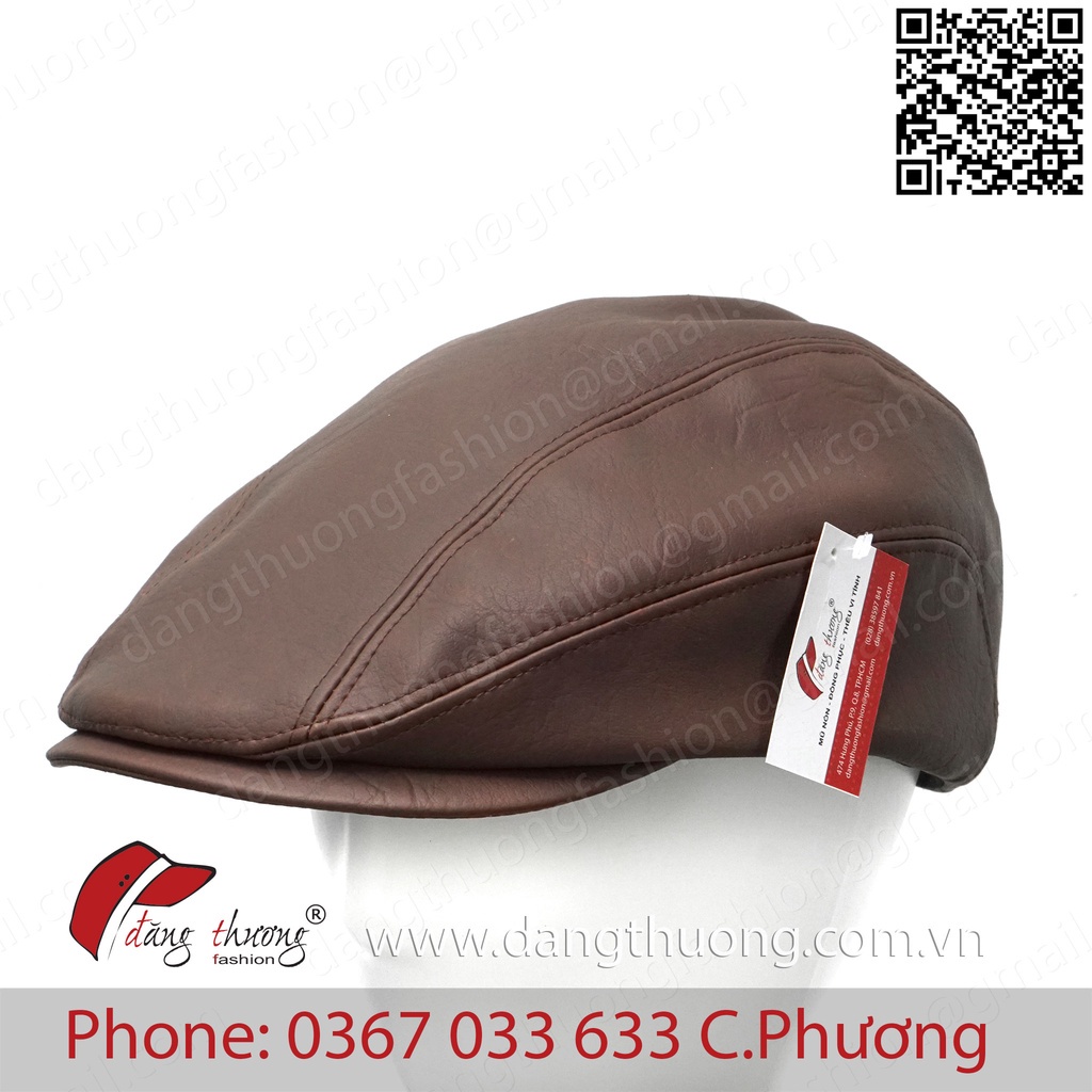 №Mũ nón cóc Bere da Pu màu Đen Trắng Nâu Bò nồi nam trung niên lớn tuổi