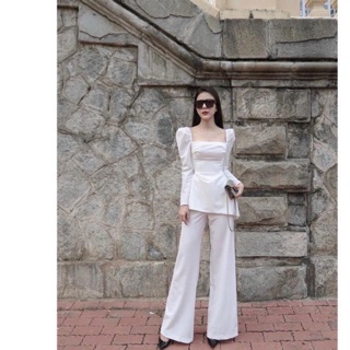 set áo peplum + quần suông