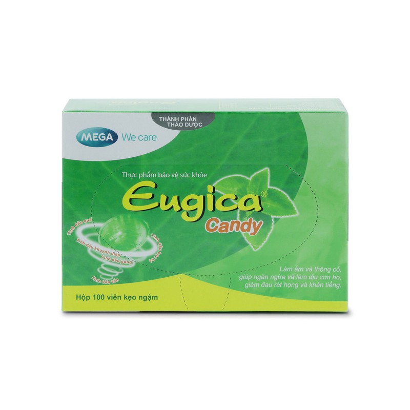 KẸO THẢO DƯỢC EUGICA HỘP 100 VIÊN GIÚP GIẢM HO, NGỨA RÁT HỌNG