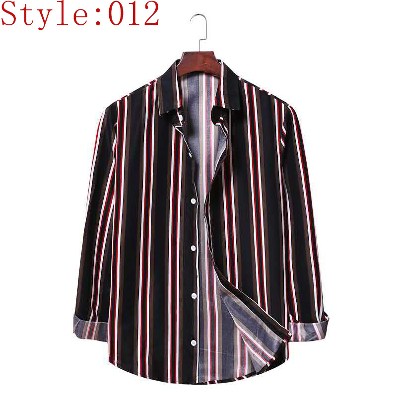 Fashion striped long sleeve shirt shirt Men's casual shirts All-match student shirt