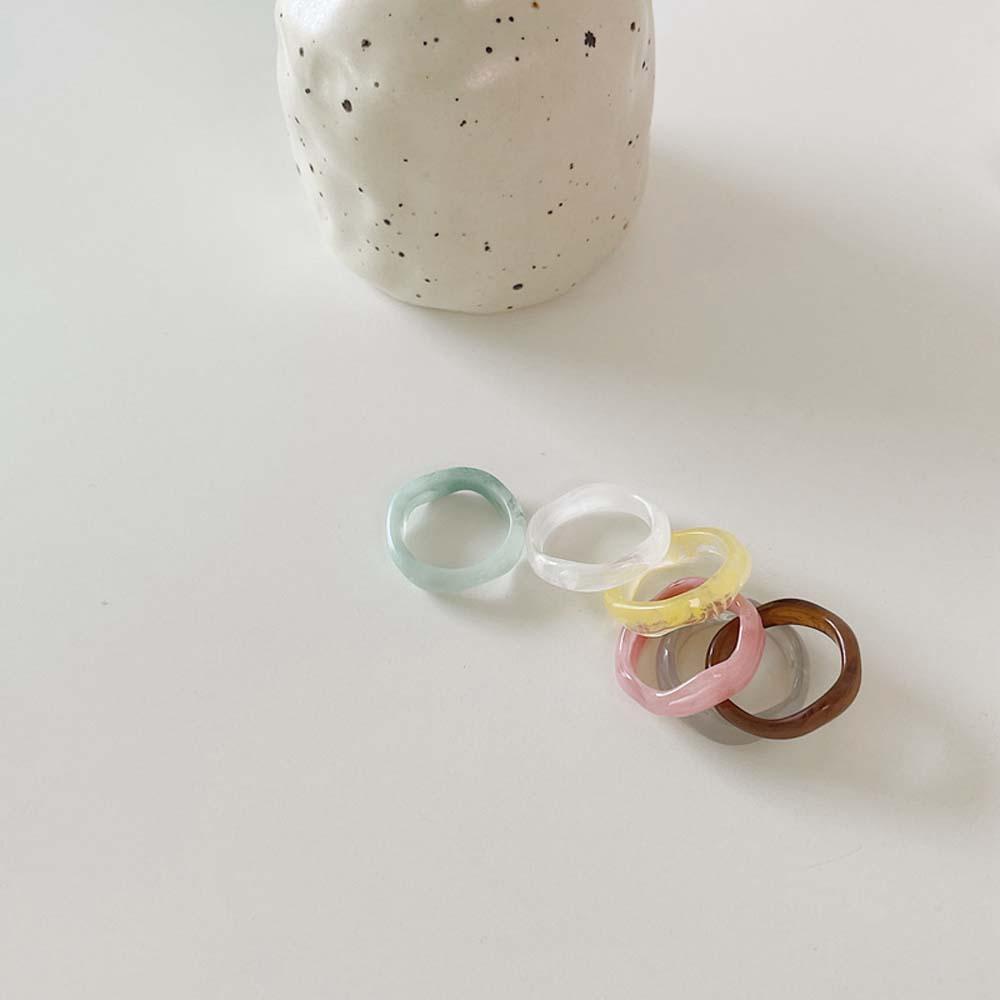 Bộ 2 Nhẫn Acrylic Trong Suốt Màu Kẹo Phong Cách Hàn Quốc Thời Trang