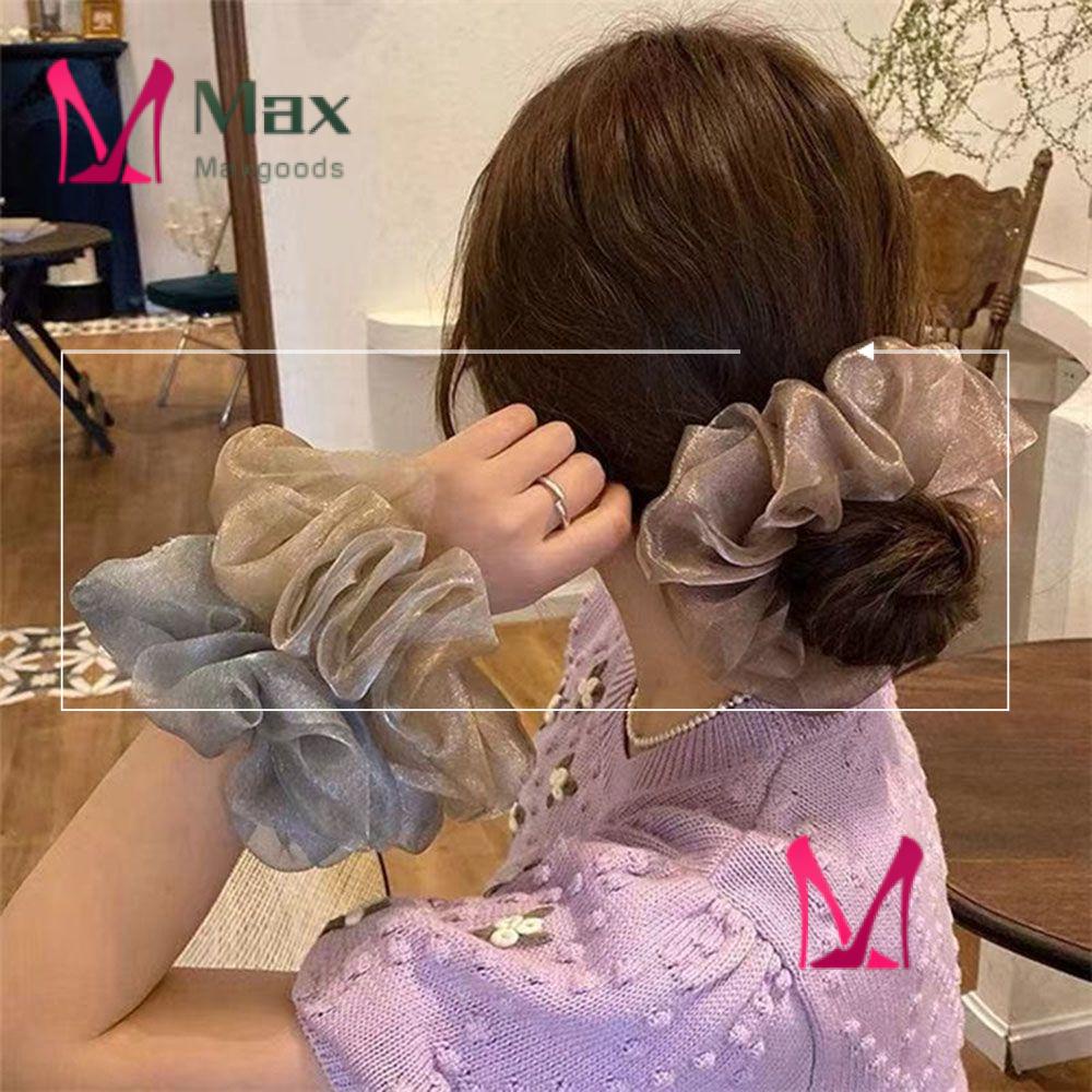 Dây Buộc Tóc Co Giãn Phối Lưới Màu Sáng Thời Trang Cho Nữ