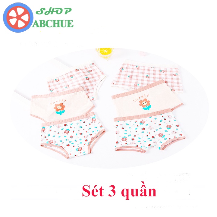 Quần chip đùi, tam giác cotton cho bé gái hình bông hoa nhỏ dễ thương sét 3 chiếc