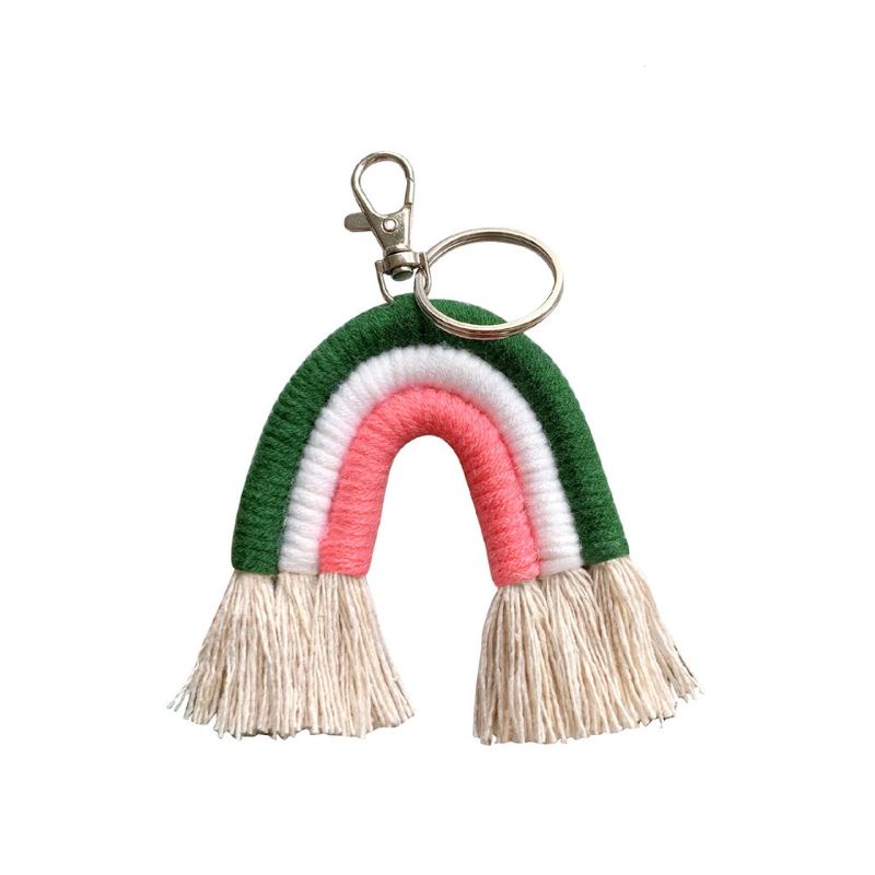 ✿ Móc Khóa Macrame Đan Sợi Màu Cầu Vồng Dễ Phối Đồ Cho Thanh Thiếu Niên