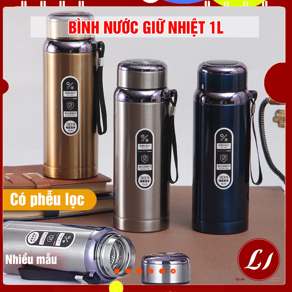 Bình nước giữ nhiệt KIM CƯƠNG inox loại 800ml có phễu lọc tiện lợi (304)