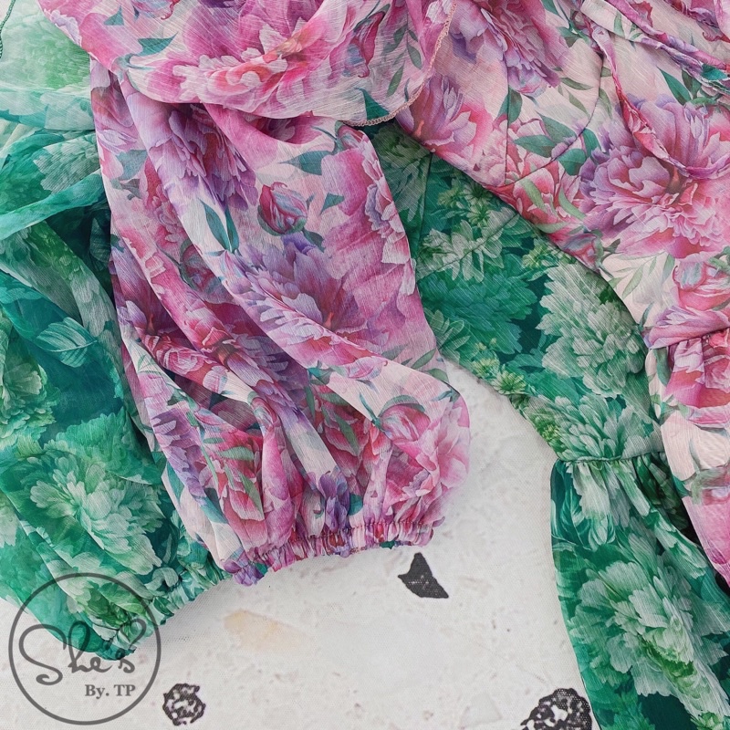 Váy hoa tơ chuẩn PKT