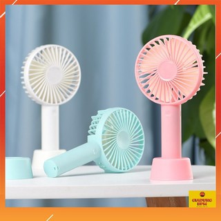 Quạt mini cầm tay tích điện có đế kèm pin sạc,quạt mini tích điện