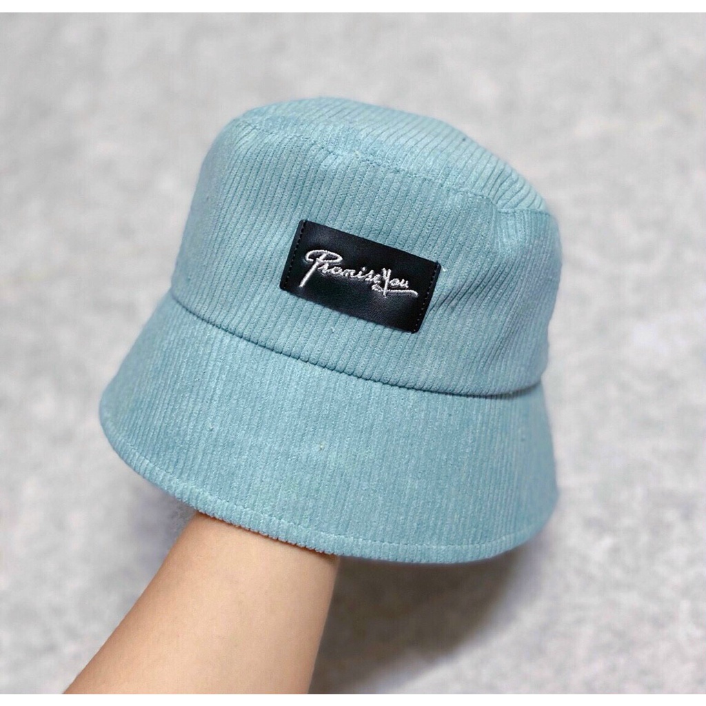 Mũ bucket thêu PROMISS YOU, MEMORIE, Mũ Trơn,..vành cụp nón tai bèo chất nỉ, nhung cao cấp form unisex nam nữ