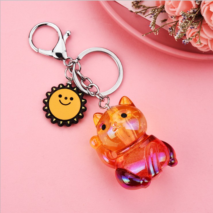 Móc khóa, móc túi Acrylic mèo thần tài trong suốt cute dùng làm quà tặ