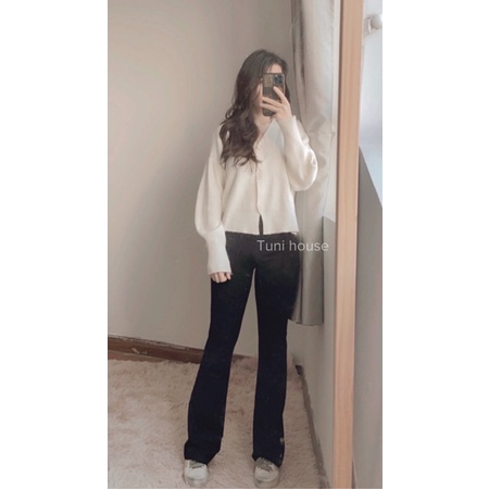 (Có size xs) Quần ống loe thun lưng cao cho bạn nữ 1m50 | BigBuy360 - bigbuy360.vn