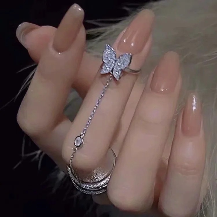 Nhẫn Hình Bướm Đính Đá Zircon Thanh Lịch Thời Trang