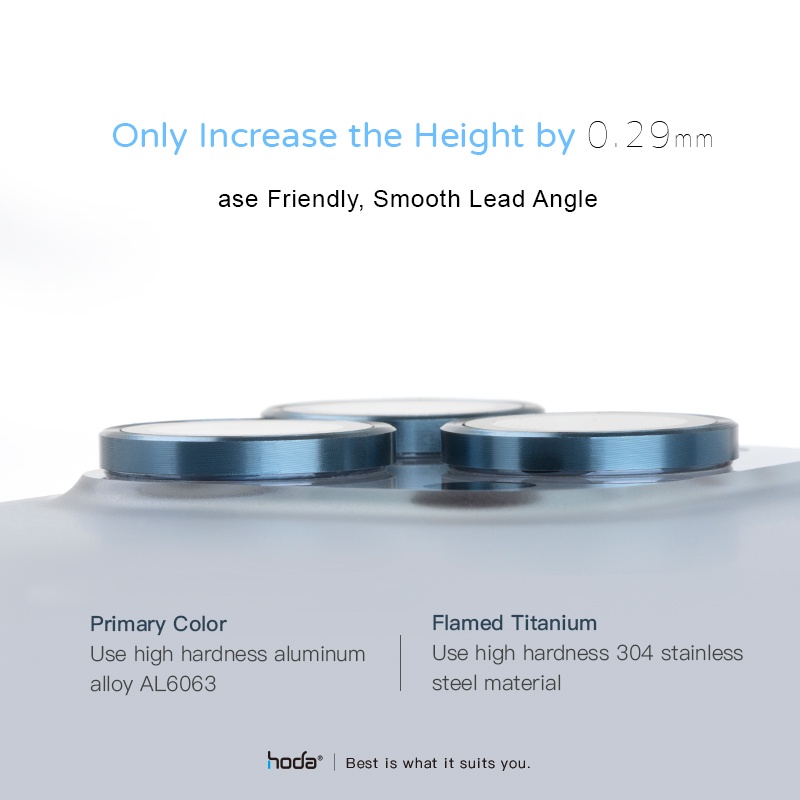 Dán Cường Lực Bảo Vệ Camera HODA Sapphire iPhone 13 Pro Max/ 13 Pro Kèm Khung Dán