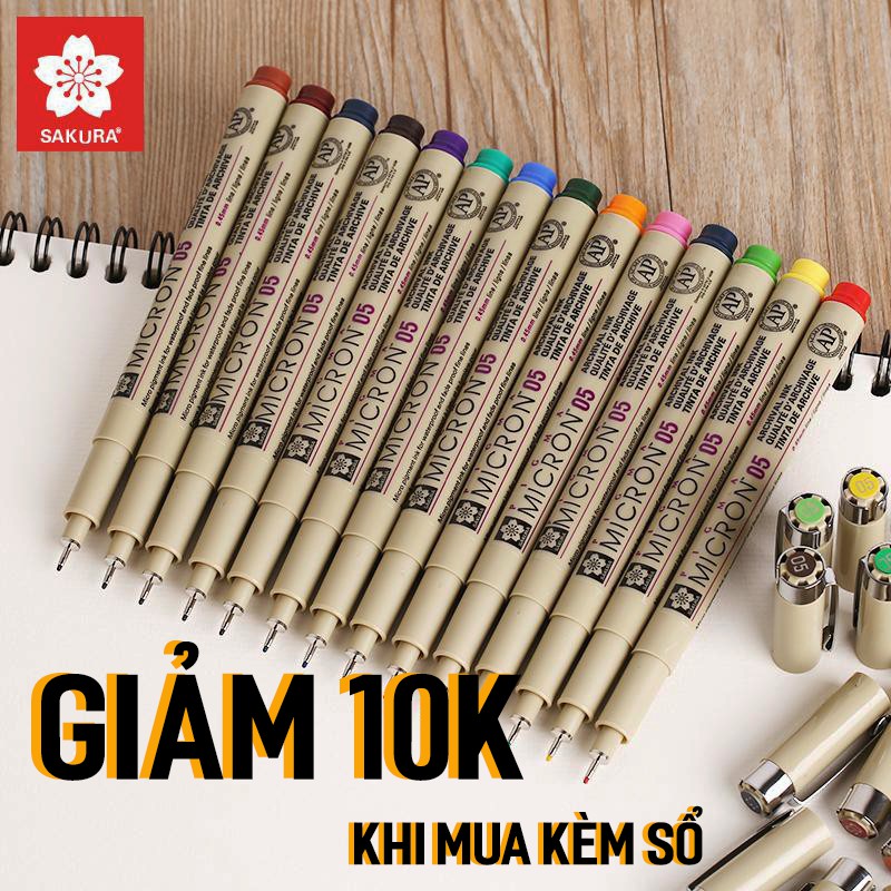 BÚT LINE MÀU ĐI NÉT CHUYÊN NGHIỆP SAKURA PIGMA MICRON, bút họa cụ, bút vẽ, trang trí