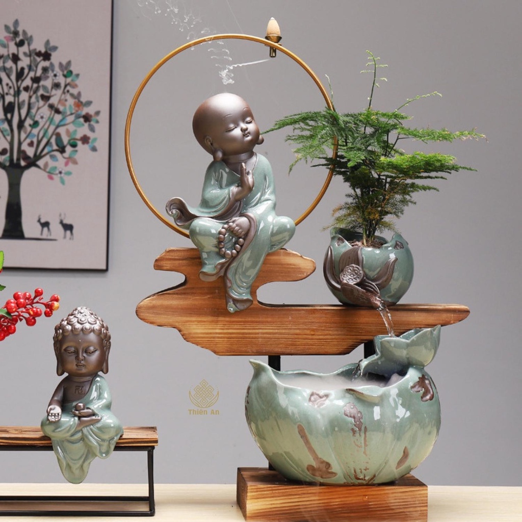 - Thác Khói Trầm Hương Gốm Sứ Mẫu Mới - Nước Chảy Sinh Tài