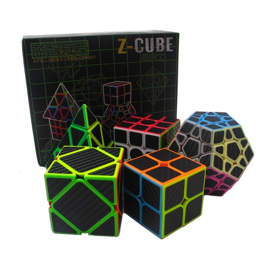 Combo 5 Rubik Zcube Carbon, đồ chơi 5 Rubik cao cấp quốc tế phát triển trí não