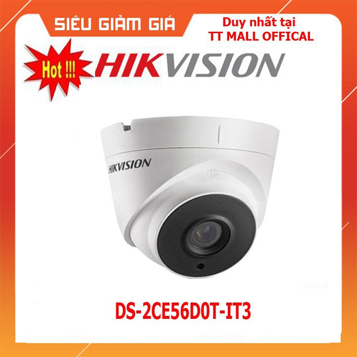 . {GÍA SỐC}Camera bán cầu hồng ngoại Hikvision DS-2CE56D0T-IT3 (2.0MP)  - HÀNG CHÍNH HÃNG. .