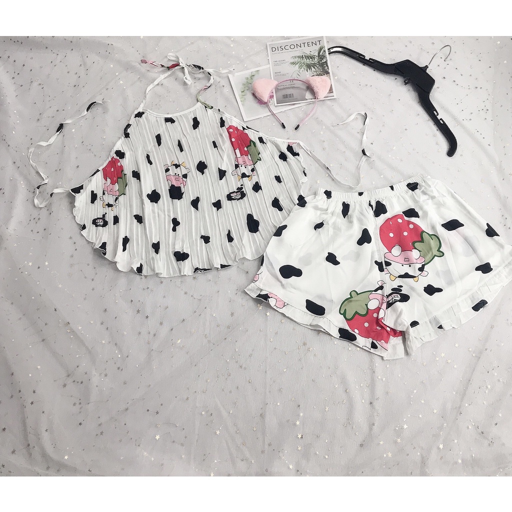 Yếm ngủ lụa Satin dập li quần bèo quyến rũ (Ảnh chụp thật)