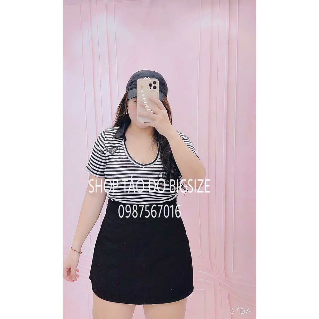 ÁO THUN GÂN CỔ TRỤ V KHOÉT NGỰC SEXY CHO NÀNG BIGSIZE 55-90KG 🥰🥰🥰 | BigBuy360 - bigbuy360.vn