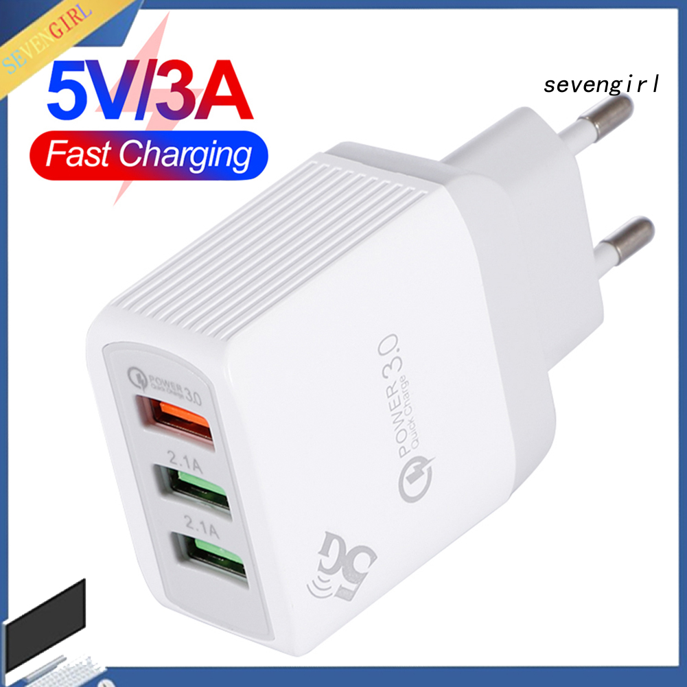 Bộ Sạc Nhanh 3 Cổng Usb 30w Qc3.0 Tiện Lợi Du Lịch