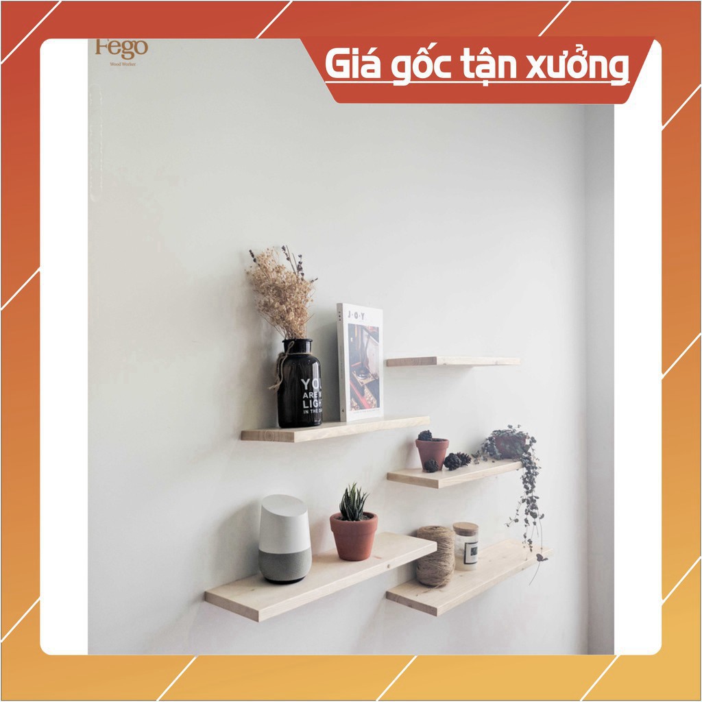 Bộ kệ gỗ treo tường thanh ngang rộng 15cm decor/ Giá gắn tường decor trang trí nhà cửa bền đẹp