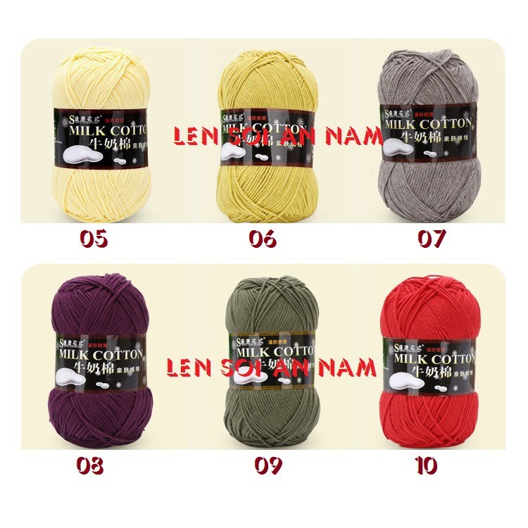 Len Đan Móc Milk Cotton 125Gram/Cuộn