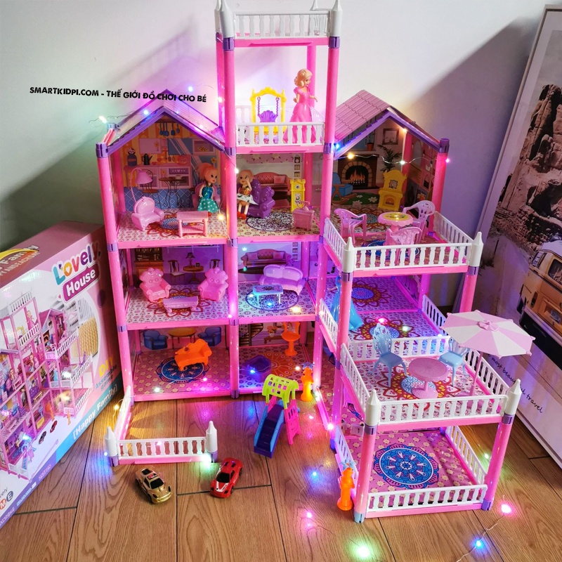 - Đồ Chơi Lắp Ráp Ngôi Nhà Búp Bê - Biệt Thự Công Chúa Barbie nhiều tầng Kích thước Lớn Dễ Thương cho bé gái