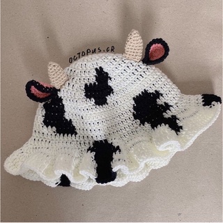 [HANDMADE] Crochet cow hat - Mũ móc bò