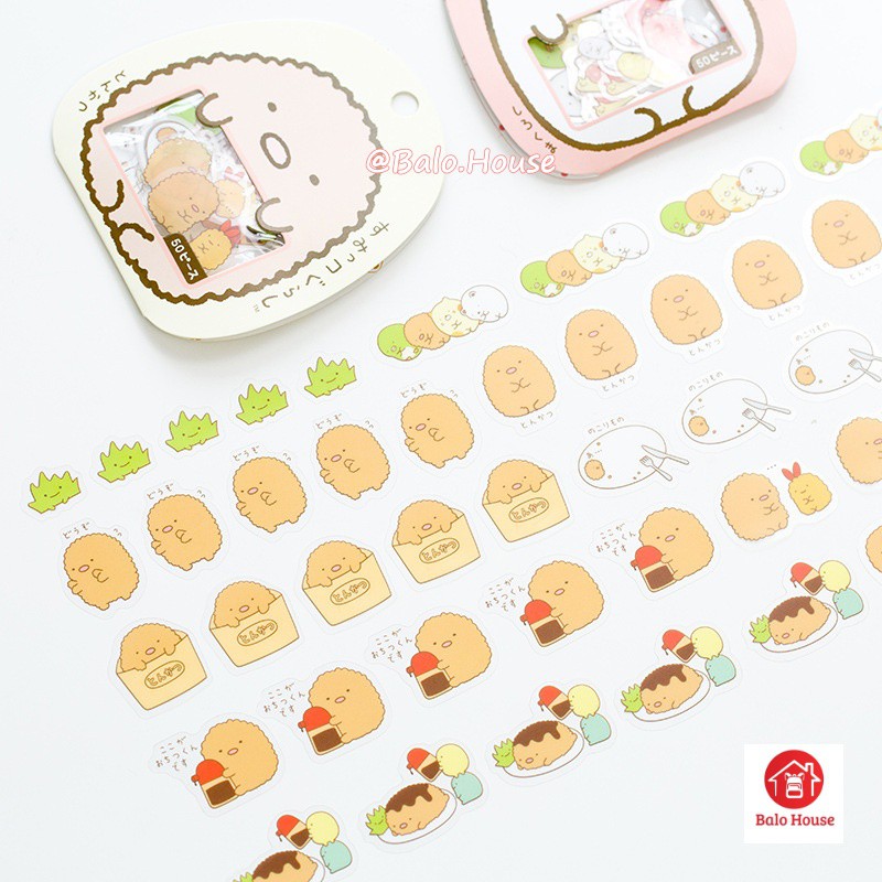 Set 50 sticker dán trang trí số lưu niệm hình gấu dễ thương - BALO HOUSE